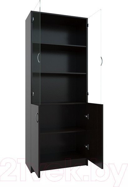 Изображение товара Стеллаж МДК СЛШ5 широкий с 2 дверьми и стеклом 780x386x2000 (венге)