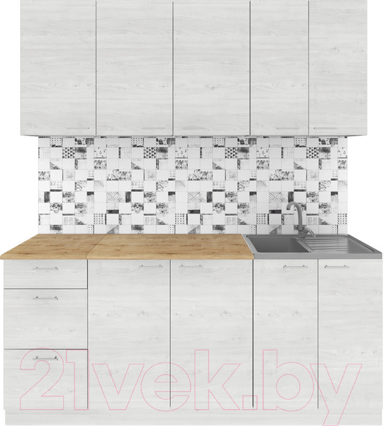 Изображение товара Кухонный гарнитур Агута Альфа 1.8 (скандинавское дерево/скандинавское дерево/дуб бунратти)