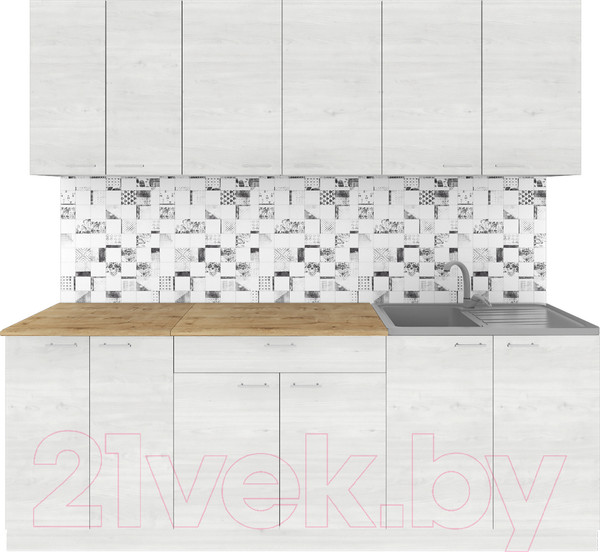 Изображение товара Кухонный гарнитур Агута Альфа 2.2 (скандинавское дерево/скандинавское дерево/дуб бунратти)