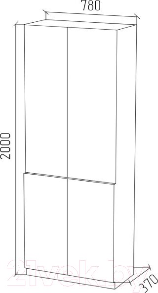 Изображение товара Стеллаж МДК СЛШ5 широкий с 2 дверьми и стеклом 780x386x2000 (белый)