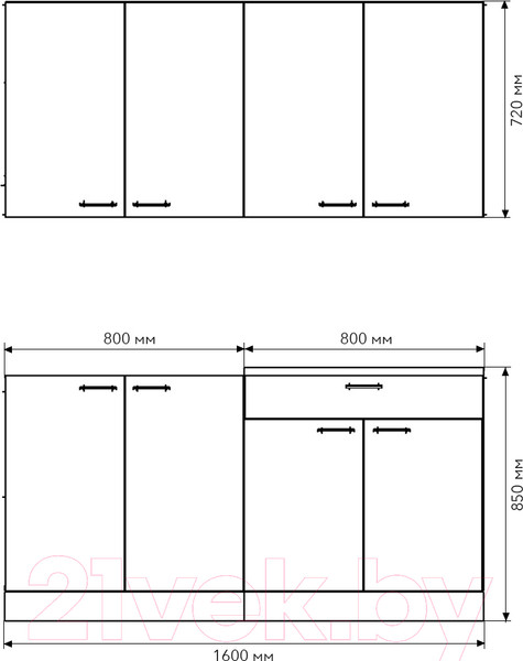 Изображение товара Кухонный гарнитур Агута Альфа 1.6 (бензин/сатин/дуб бунратти)