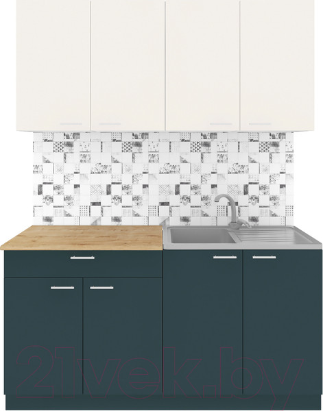 Изображение товара Кухонный гарнитур Агута Альфа 1.6 (бензин/сатин/дуб бунратти)