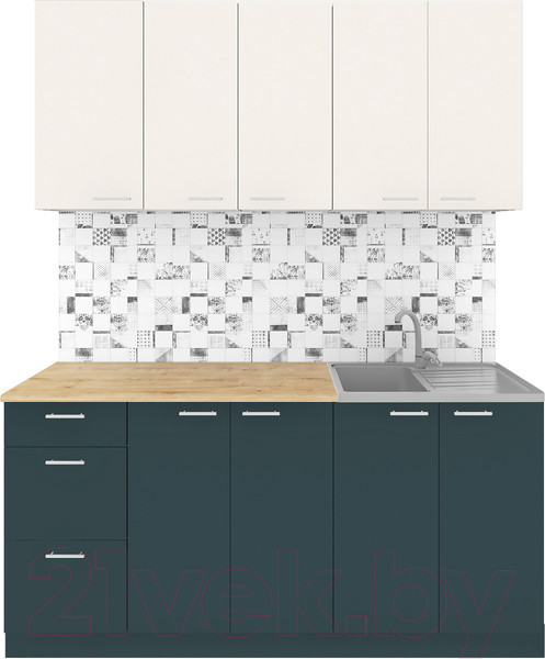 Изображение товара Кухонный гарнитур Агута Альфа 1.6/60 (бензин/сатин/дуб бунратти)