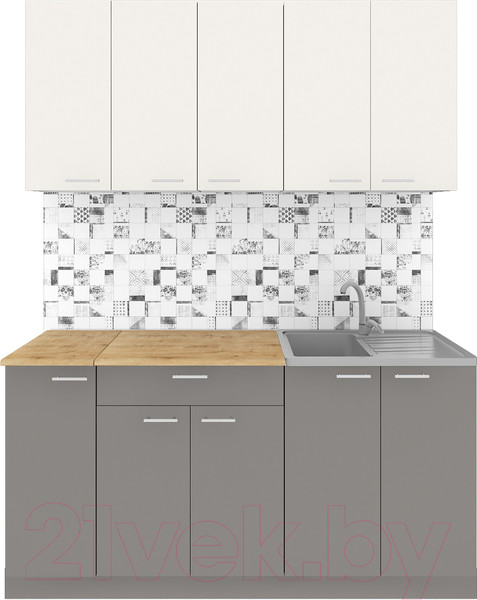 Изображение товара Кухонный гарнитур Агута Альфа 1.5 (глиняный серый/сатин/дуб бунратти)