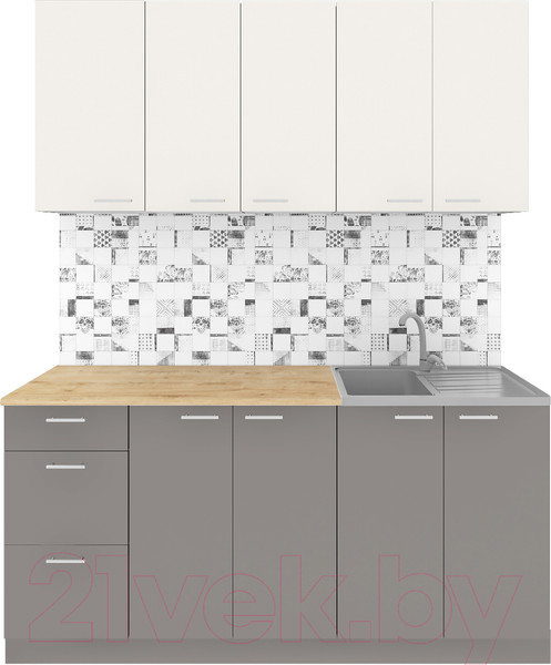 Изображение товара Кухонный гарнитур Агута Альфа 1.6/60 (глиняный серый/сатин/дуб бунратти)