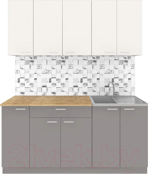 Изображение товара Кухонный гарнитур Агута Альфа 1.7 (глиняный серый/сатин/дуб бунратти)
