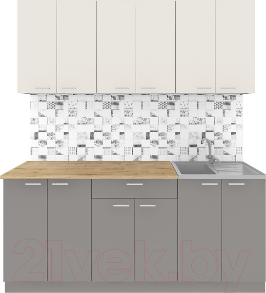 Изображение товара Кухонный гарнитур Агута Альфа 1.8/60 (глиняный серый/сатин/дуб бунратти)