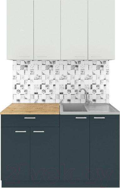 Изображение товара Кухонный гарнитур Агута Альфа 1.2 (бензин/холодный серый/дуб бунратти)