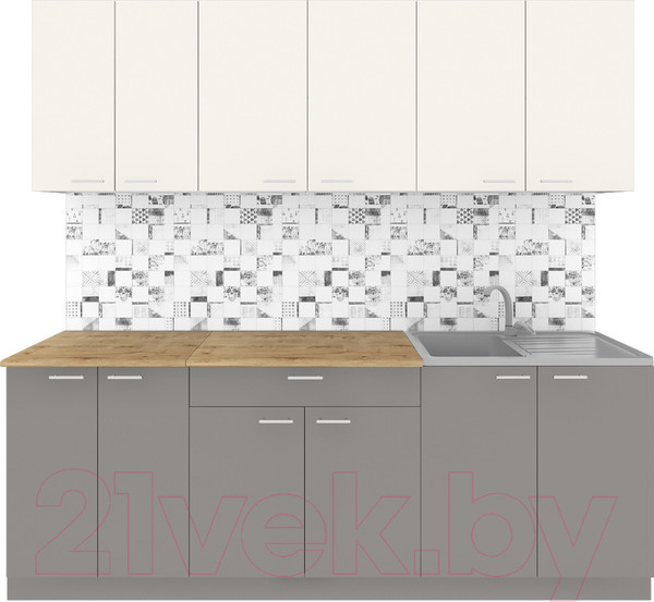 Изображение товара Кухонный гарнитур Агута Альфа 2.2 (глиняный серый/сатин/дуб бунратти)