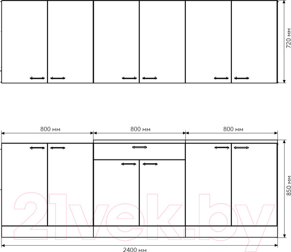 Изображение товара Кухонный гарнитур Агута Альфа 2.4 (глиняный серый/сатин/дуб бунратти)