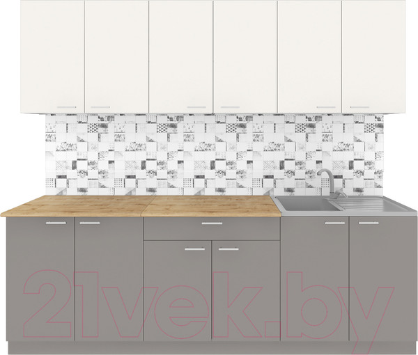 Изображение товара Кухонный гарнитур Агута Альфа 2.4 (глиняный серый/сатин/дуб бунратти)