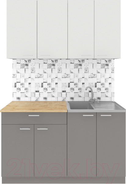 Изображение товара Кухонный гарнитур Агута Альфа 1.4 (глиняный серый/холодный серый/дуб бунратти)