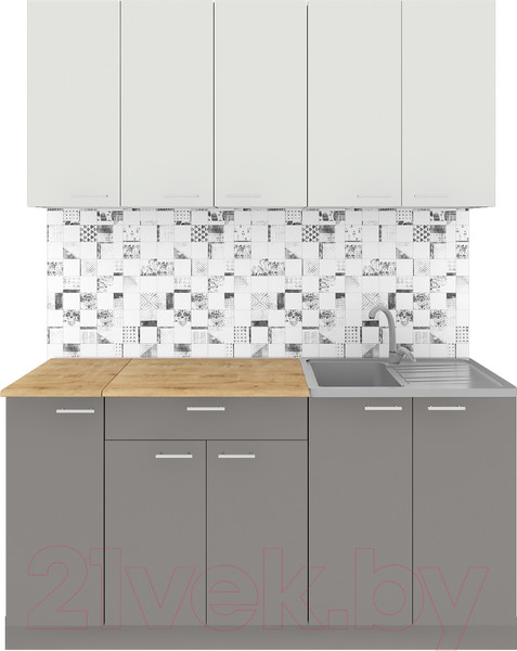 Изображение товара Кухонный гарнитур Агута Альфа 1.5 (глиняный серый/холодный серый/дуб бунратти)