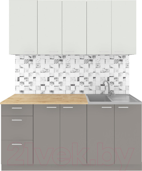 Изображение товара Кухонный гарнитур Агута Альфа 1.6/60 (глиняный серый/холодный серый/дуб бунратти)