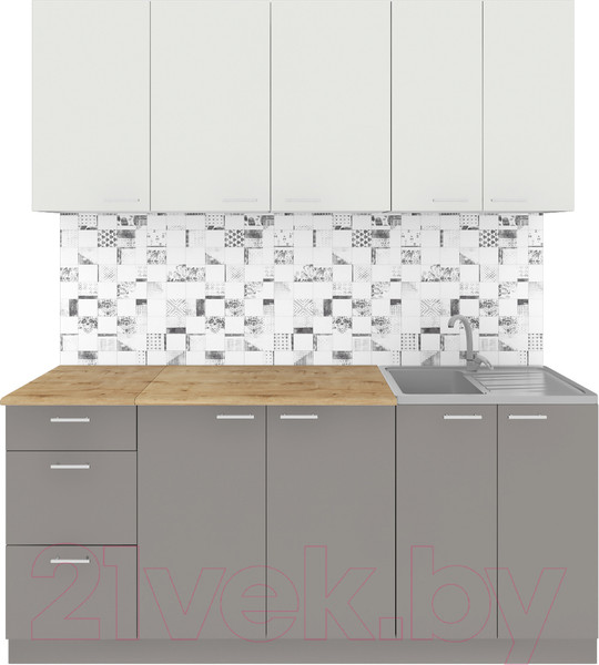 Изображение товара Кухонный гарнитур Агута Альфа 1.8 (глиняный серый/холодный серый/дуб бунратти)