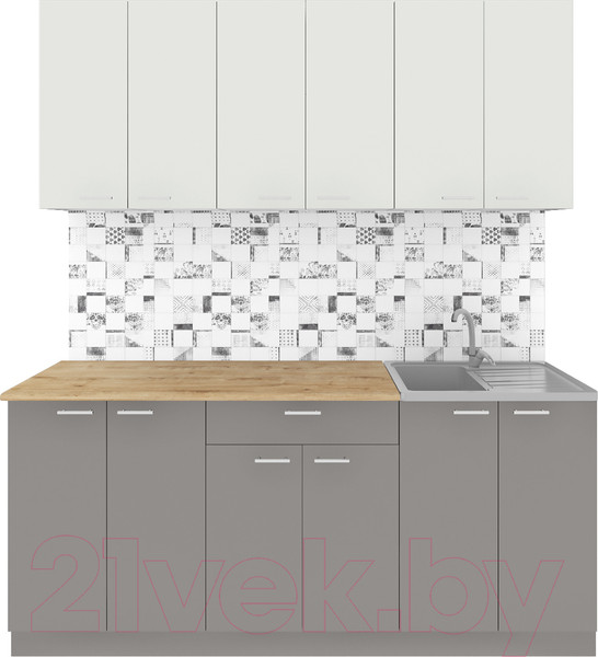 Изображение товара Кухонный гарнитур Агута Альфа 1.8/60 (глиняный серый/холодный серый/дуб бунратти)
