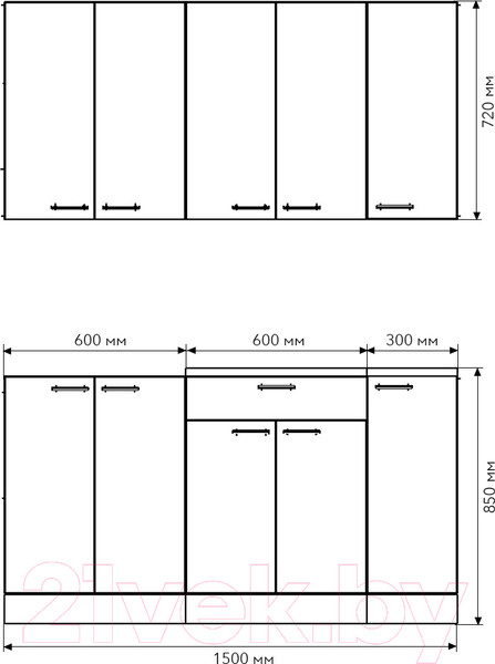 Изображение товара Кухонный гарнитур Агута Альфа 1.5 (бензин/холодный серый/дуб бунратти)