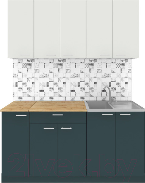 Изображение товара Кухонный гарнитур Агута Альфа 1.5 (бензин/холодный серый/дуб бунратти)