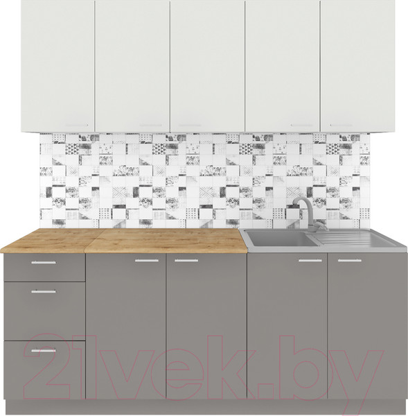Изображение товара Кухонный гарнитур Агута Альфа 2.0 (глиняный серый/холодный серый/дуб бунратти)