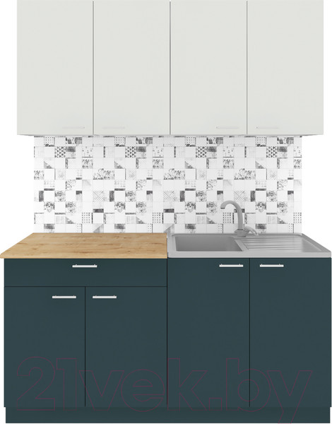 Изображение товара Кухонный гарнитур Агута Альфа 1.6 (бензин/холодный серый/дуб бунратти)