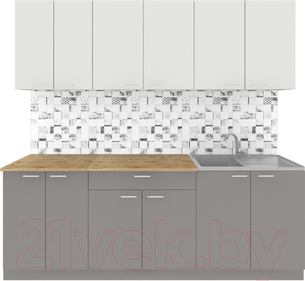 Изображение товара Кухонный гарнитур Агута Альфа 2.2 (глиняный серый/холодный серый/дуб бунратти)