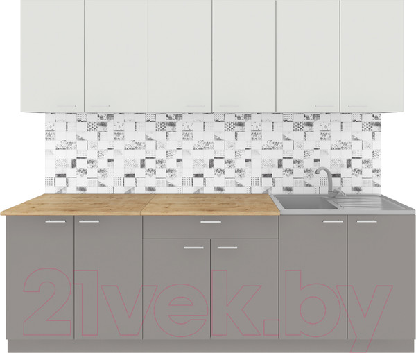 Изображение товара Кухонный гарнитур Агута Альфа 2.4 (глиняный серый/холодный серый/дуб бунратти)