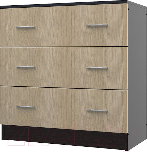 Изображение товара Комод МДК КМ1 с 3 ящиками 820x800x418 (венге/дуб млечный)