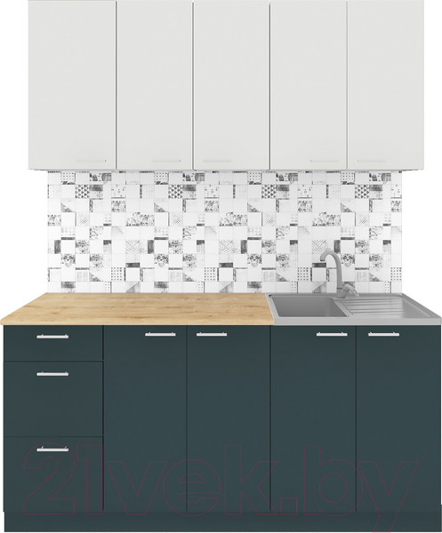 Изображение товара Кухонный гарнитур Агута Альфа 1.6/60 (бензин/холодный серый/дуб бунратти)