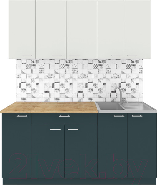 Изображение товара Кухонный гарнитур Агута Альфа 1.7 (бензин/холодный серый/дуб бунратти)