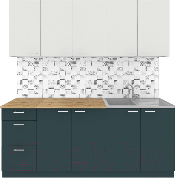 Изображение товара Кухонный гарнитур Агута Альфа 2.0 (бензин/холодный серый/дуб бунратти)