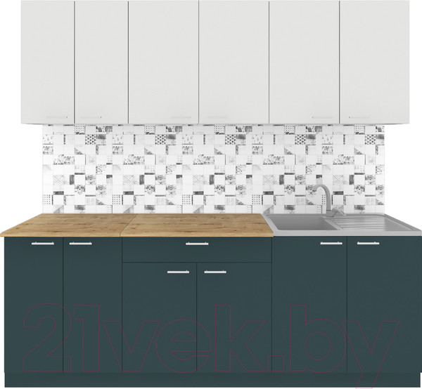 Изображение товара Кухонный гарнитур Агута Альфа 2.2 (бензин/холодный серый/дуб бунратти)