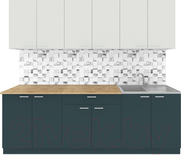 Изображение товара Кухонный гарнитур Агута Альфа 2.4 (бензин/холодный серый/дуб бунратти)