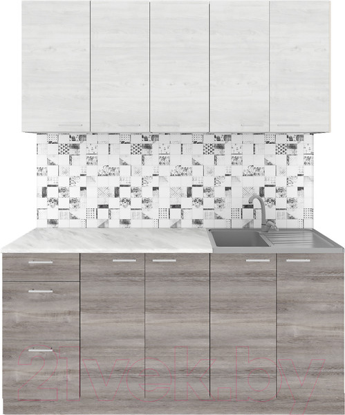 Изображение товара Кухонный гарнитур Агута Альфа 1.6/60 (дуб пепельный/скандинавское дерево/опал светлый)