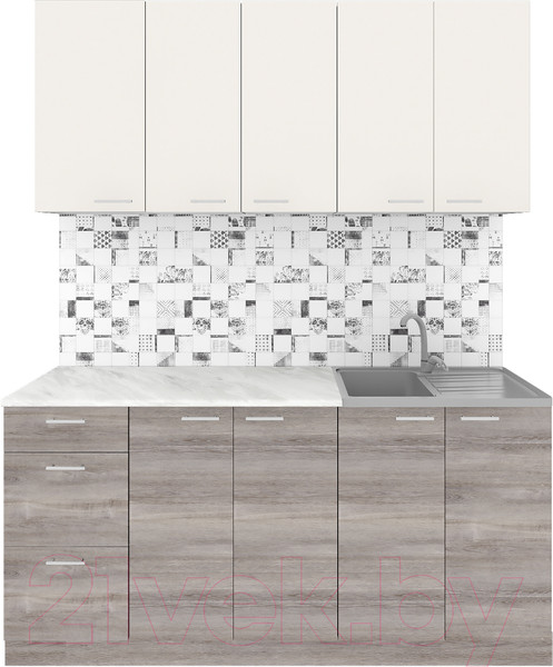 Изображение товара Кухонный гарнитур Агута Альфа 1.6/60 (дуб пепельный/сатин/опал светлый)