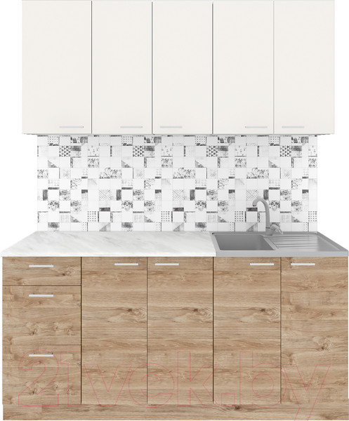 Изображение товара Кухонный гарнитур Агута Альфа 1.6/60 (дуб золотой/сатин/опал светлый)