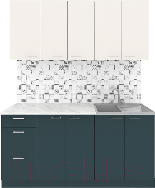 Изображение товара Кухонный гарнитур Агута Альфа 1.6/60 (бензин/сатин/опал светлый)