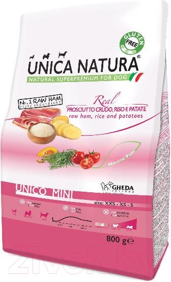 Изображение товара Сухой корм для собак Unica Natura Mini ветчина, рис, картофель (800г)