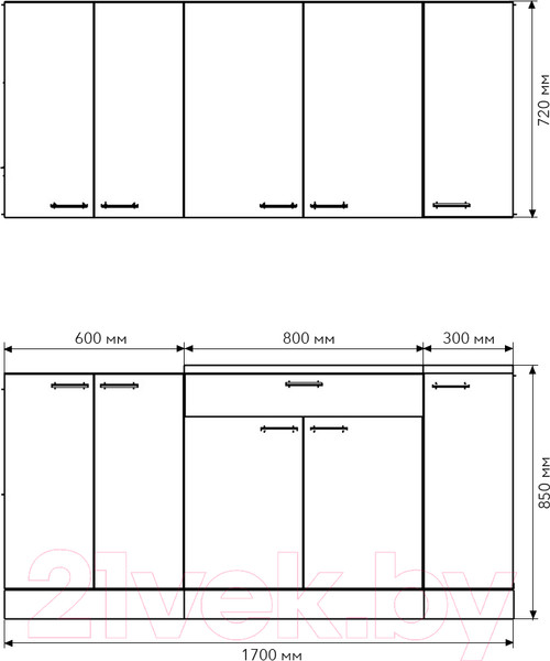 Изображение товара Кухонный гарнитур Агута Альфа 1.7 (бензин/сатин/дуб бунратти)