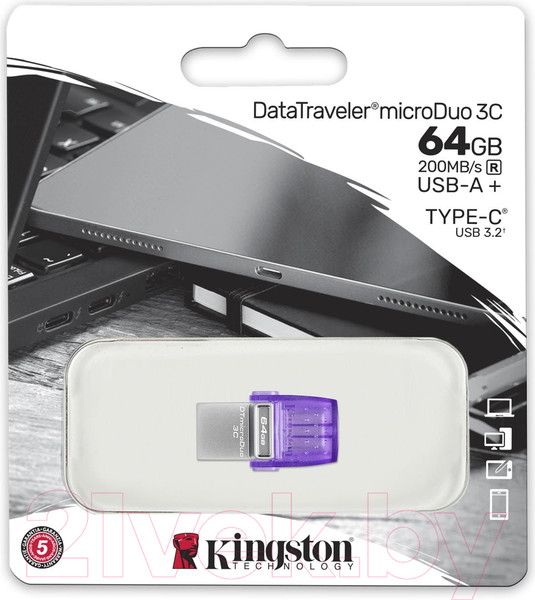 Изображение товара USB flash накопитель Kingston Data Traveler MicroDuo 64Gb (DTDUO3CG3/64GB)
