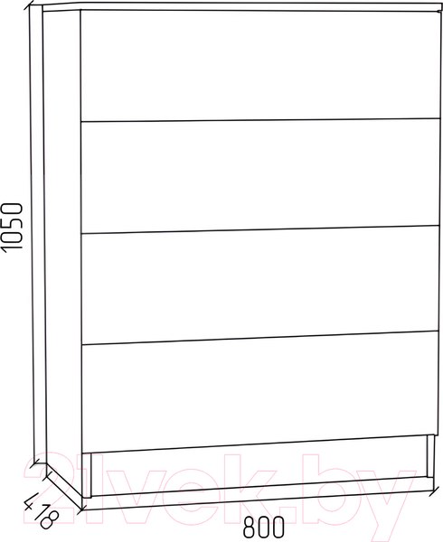 Изображение товара Комод МДК КМ2 с 4 ящиками 1050x800x418 (венге/дуб млечный)