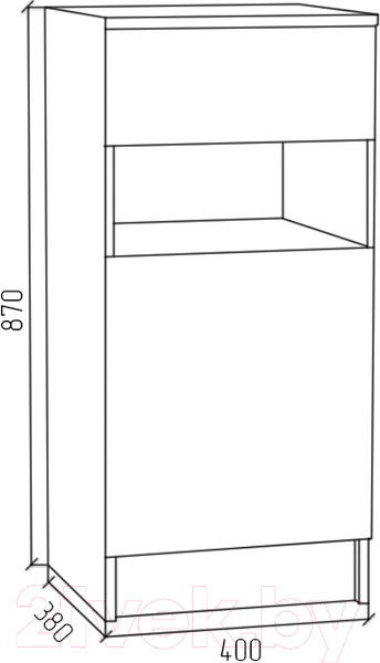 Изображение товара Тумба МДК ПРТ1 с ящиком 870x400x400 (дуб млечный)