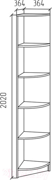 Изображение товара Стеллаж МДК ПРСУ угловой 2020x400x400 (дуб млечный)