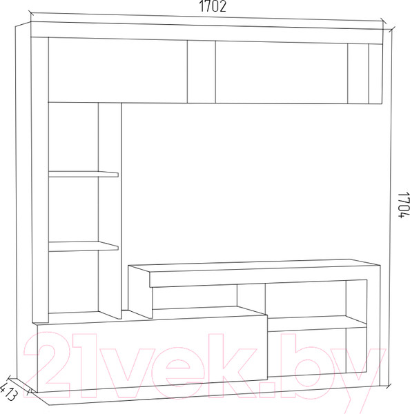 Изображение товара Стенка МДК ГТ4 центральный для гостиной 1704x1702x413 (венге/дуб млечный)