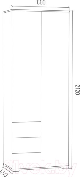 Изображение товара Шкаф МДК ГШ1 2-х створчатый 2120x800x450 (венге)