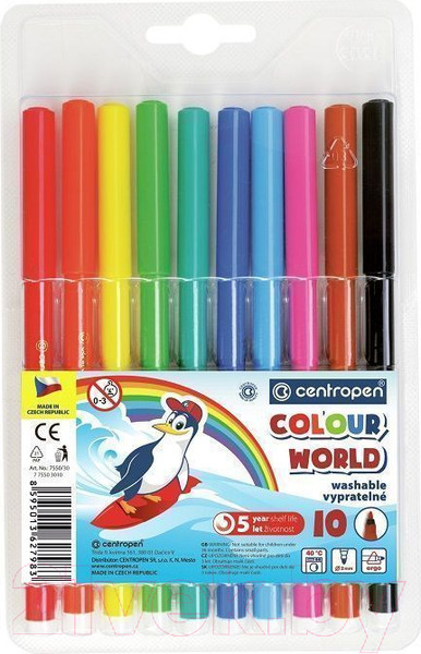 Изображение товара Фломастеры Centropen Цветной мир Пингвины / 7550/10 TP (10шт)