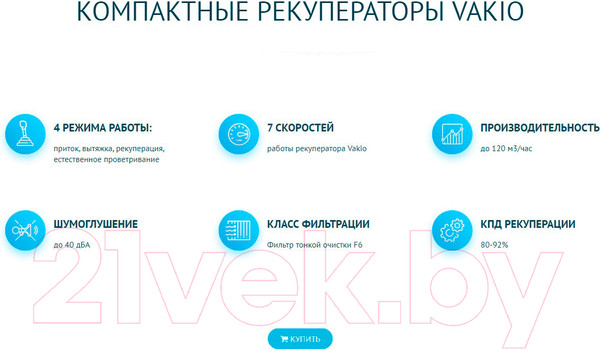 Изображение товара Проветриватель с рекуперацией Vakio Window Smart / 7388
