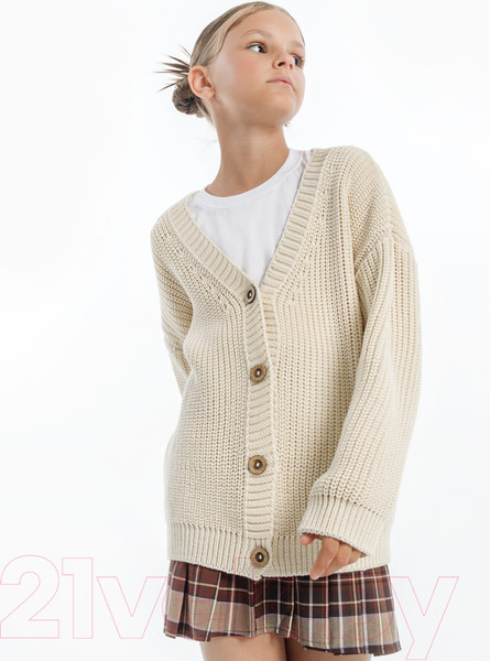 Изображение товара Кардиган детский Amarobaby Knit / AB-OD21-KNIT19/33-140 (молочный, р. 140)