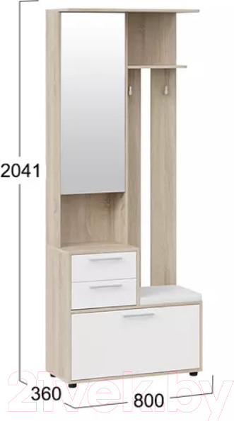 Изображение товара Секция в прихожую ТриЯ Витра комбинированная тип 1 (дуб сонома/белый ясень)