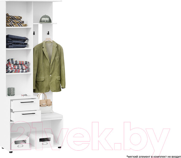 Изображение товара Секция в прихожую ТриЯ Витра комбинированная тип 1 (белый ясень)