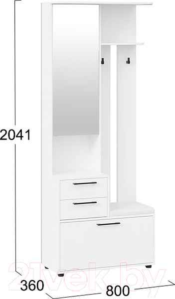 Изображение товара Секция в прихожую ТриЯ Витра комбинированная тип 1 (белый ясень)